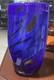 Murano Styled Hand-Blown Glass Vase, Cobalt Blue with Accent Colors & Black Web