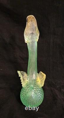 Murano Swan Vase Sculpture With Gold Aventurine Hand Blown 11 Tall Art Glass