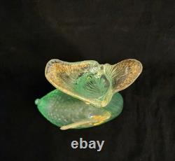 Murano Swan Vase Sculpture With Gold Aventurine Hand Blown 11 Tall Art Glass