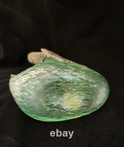 Murano Swan Vase Sculpture With Gold Aventurine Hand Blown 11 Tall Art Glass