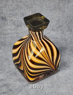 Murano Tiger Stripe Hand Blown Whiskey Decanter Bottle withStopper w-C