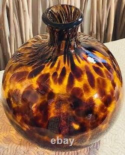 Murano Tortoiseshell Hand Blown Balloon Vase Size Medium In Excellent Condition