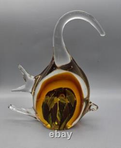 Murano Tropical Fish Hand Blown ART GLASS 9 Sommerso Amber Aventurine