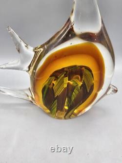 Murano Tropical Fish Hand Blown ART GLASS 9 Sommerso Amber Aventurine