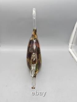 Murano Tropical Fish Hand Blown ART GLASS 9 Sommerso Amber Aventurine