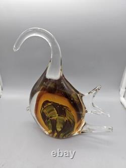 Murano Tropical Fish Hand Blown ART GLASS 9 Sommerso Amber Aventurine