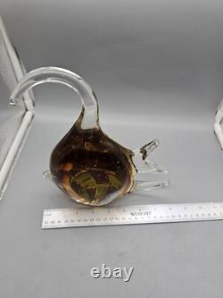 Murano Tropical Fish Hand Blown ART GLASS 9 Sommerso Amber Aventurine
