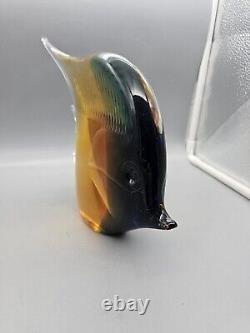 Murano Tropical Fish Hand Blown Art Glass 7 Sommerso Amber Blue Green