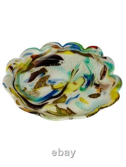 Murano Tutti Frutti Candy Dish 9Hand Blown Art Glass Mid Century Decor