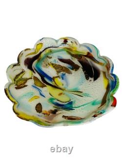 Murano Tutti Frutti Candy Dish 9Hand Blown Art Glass Mid Century Decor
