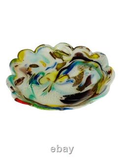 Murano Tutti Frutti Candy Dish 9Hand Blown Art Glass Mid Century Decor