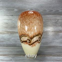 Murano Vase Large Hand Blown Cased Art Glass Orange Cream Mocha Swirl Heavy