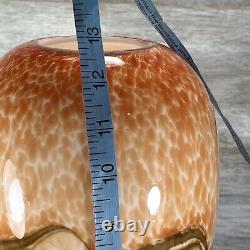 Murano Vase Large Hand Blown Cased Art Glass Orange Cream Mocha Swirl Heavy