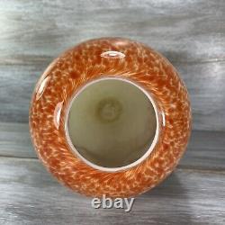 Murano Vase Large Hand Blown Cased Art Glass Orange Cream Mocha Swirl Heavy