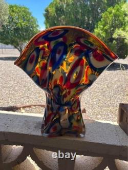 Murano Vase antique large hand blown and pulled in Italy. Very large and solid