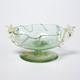 Murano Venetian Hand Blown Art Glass Green Fish Gold Mini Compote Dish Bowl