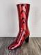 Murano Venetian Hand Blown Glass Boot Vase Red Black Swirl Art Glass Collectible