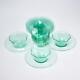 Murano Venetian Hand Blown Octagonal Green Glass Dessert Bowls Saucers 10pc