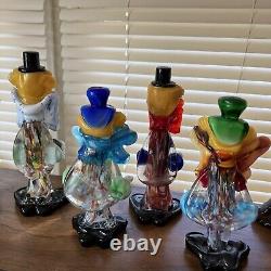 Murano Venetian Italian Vintage Hand-Blown Glass Clowns - lot of 4