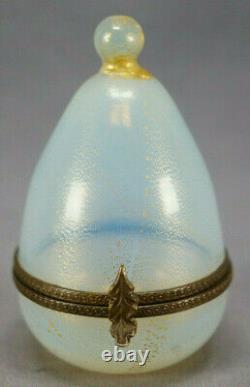 Murano Venetian Opaline & Gold Aventurine Glass Hand Blown Egg Shape Trinket Box