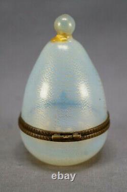 Murano Venetian Opaline & Gold Aventurine Glass Hand Blown Egg Shape Trinket Box