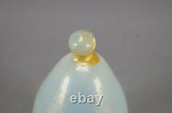 Murano Venetian Opaline & Gold Aventurine Glass Hand Blown Egg Shape Trinket Box