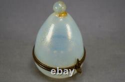 Murano Venetian Opaline & Gold Aventurine Glass Hand Blown Egg Shape Trinket Box