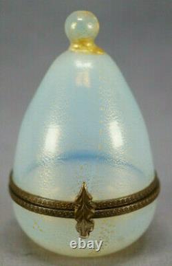 Murano Venetian Opaline & Gold Glass Hand Blown Egg Shape Trinket Box