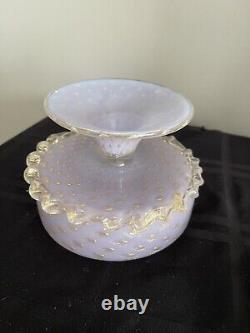 Murano Venetian Salviati Glass Jar LID Purple Gold Flecked Vintage