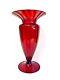 Murano Venitian Italian Art Glass Hand Blown Ribbed Red Ruby Glass Vase 12 1/2