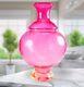 Murano-Victorian Style Hand Blown Cranberry Bubble Glass Vase 11 Tall Vintage