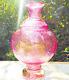 Murano-Victorian Style Hand Blown Cranberry Bubble Glass Vase 11 Tall Vintage