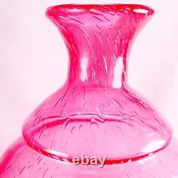 Murano-Victorian Style Hand Blown Cranberry Bubble Glass Vase 11 Tall Vintage