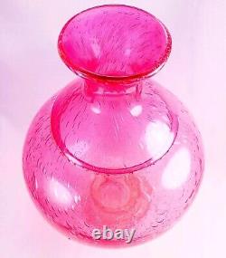 Murano-Victorian Style Hand Blown Cranberry Bubble Glass Vase 11 Tall Vintage