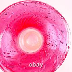 Murano-Victorian Style Hand Blown Cranberry Bubble Glass Vase 11 Tall Vintage