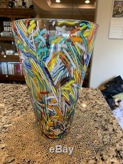 Murano Vintage Confetti Art Glass Vase Multicolored