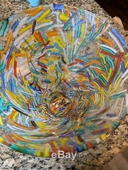 Murano Vintage Confetti Art Glass Vase Multicolored