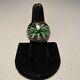 Murano Vintage Hand-Blown GOLD Foiled Art Glass Domed Green Flower Ring Size 7