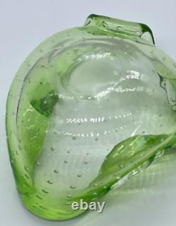 Murano Vintage Hand Blown Green Art Glass with controlled Bullicante