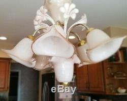 Murano Vintage Handblown Glass Italian 5 Light Chandelier