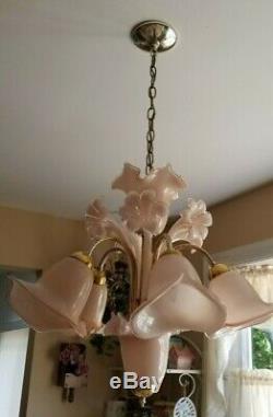 Murano Vintage Handblown Glass Italian 5 Light Chandelier