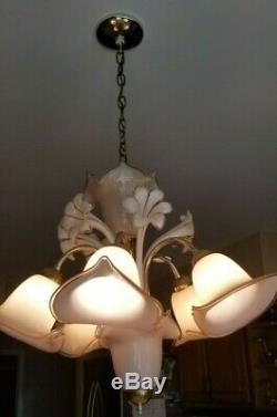 Murano Vintage Handblown Glass Italian 5 Light Chandelier