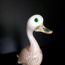 Murano White Gold Copper Aventurine Italian Art Glass Duck Bird Sculptures