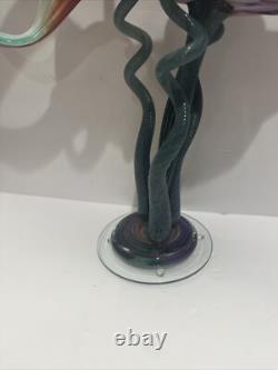 Murano Zanfirico 1980s Hand Blown Italian Art Glass Angel Fish Sculpture Large