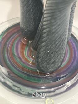 Murano Zanfirico 1980s Hand Blown Italian Art Glass Angel Fish Sculpture Large