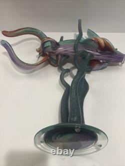 Murano Zanfirico 1980s Hand Blown Italian Art Glass Angel Fish Sculpture Large