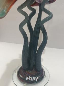 Murano Zanfirico 1980s Hand Blown Italian Art Glass Angel Fish Sculpture Large