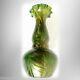 Murano art deco style hand blown glass vase green and gold