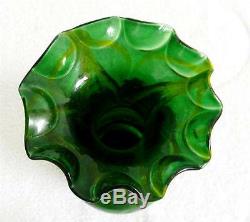 Murano art deco style hand blown glass vase green and gold