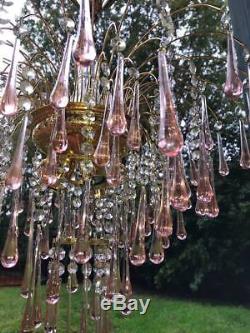 Murano glass pink hand blown glass chandelier